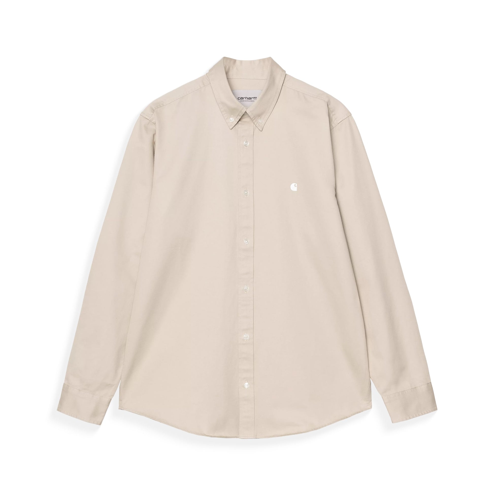 Carhartt WIP L/S Madison Shirt Stone/White  - I0233393M7XX