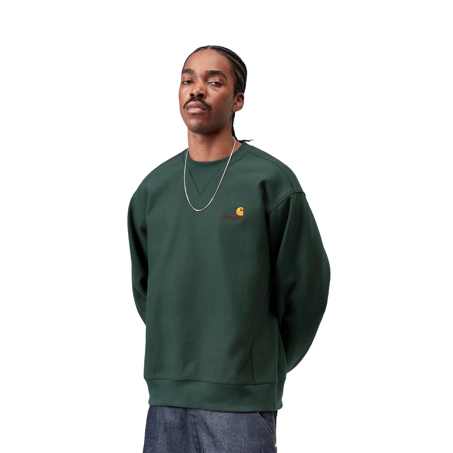 Carhartt WIP American Script Sweat Kale Green  - I0254753GHXX