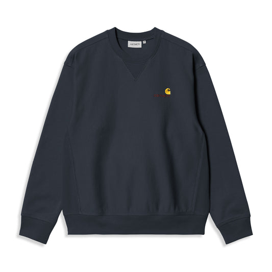 Carhartt WIP American Script Sweat Deep Night  - I025475J0XX