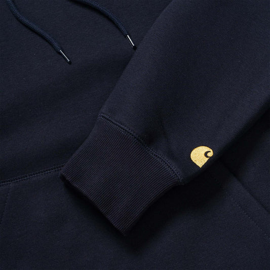 Carhartt Hooded Chase Sweat Dark Navy/Gold  - I02638400HXX