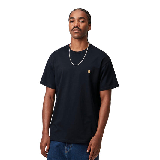 Camiseta Carhartt Chase de manga corta, azul marino oscuro y dorado