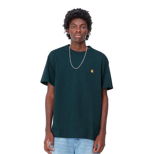 Carhartt WIP S/S Chase T-Shirt Duck Blue/Gold  - I0263912D0XX