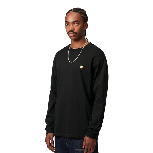 Camiseta Carhartt Chase de manga larga, negra y dorada