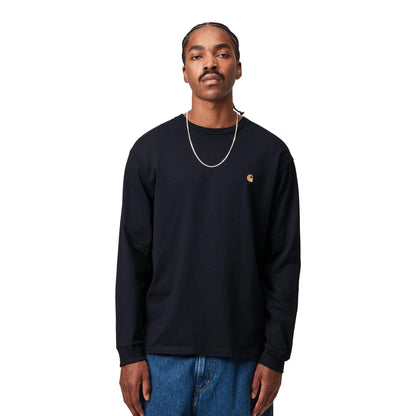 Carhartt L/S Chase T-Shirt Dark Navy/Gold