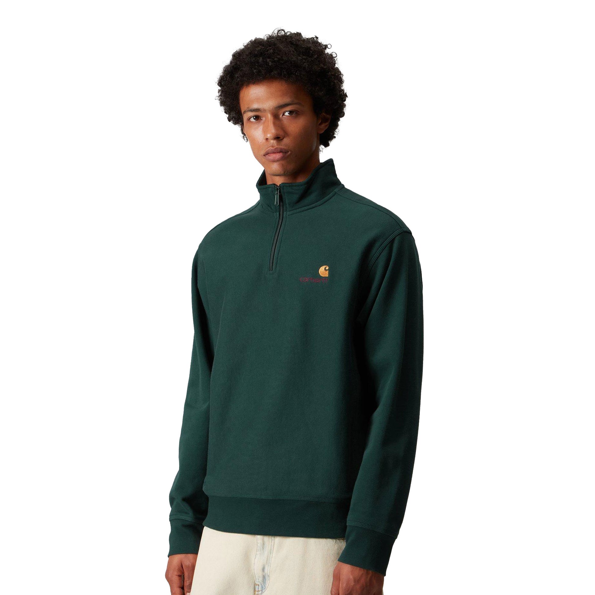 Carhartt WIP Half Zip American Script Sweat Dark Fir  - I02701405AXX