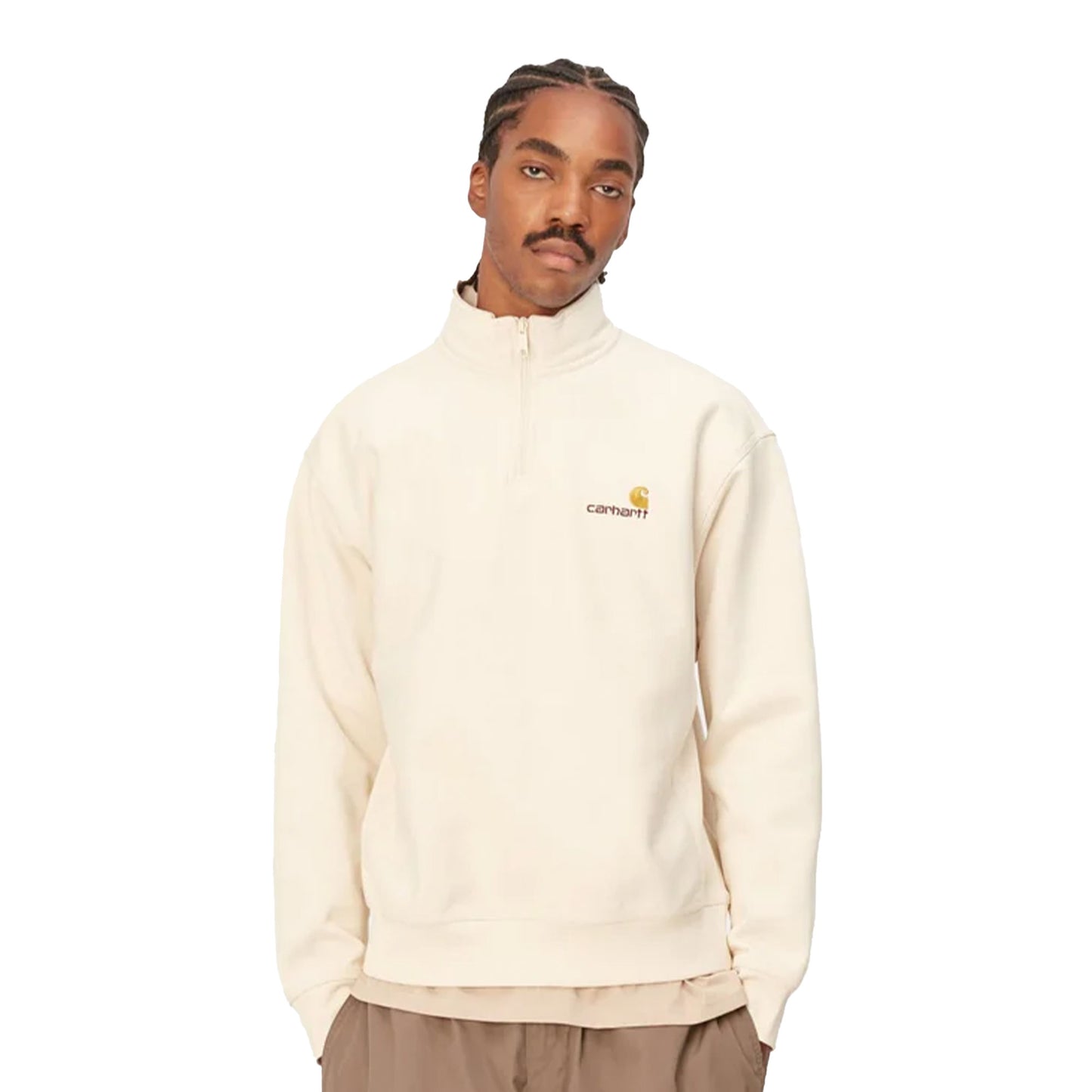 Carhartt WIP Half Zip American Script Sweat Natural
