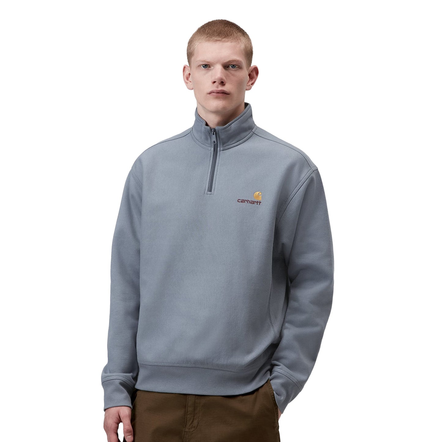 Carhartt WIP Half Zip American Script Sweat Shady Blue  - I0270143RHXX