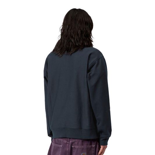 Carhartt WIP Half Zip American Script Sweat Deep Night  - I027014J0XX
