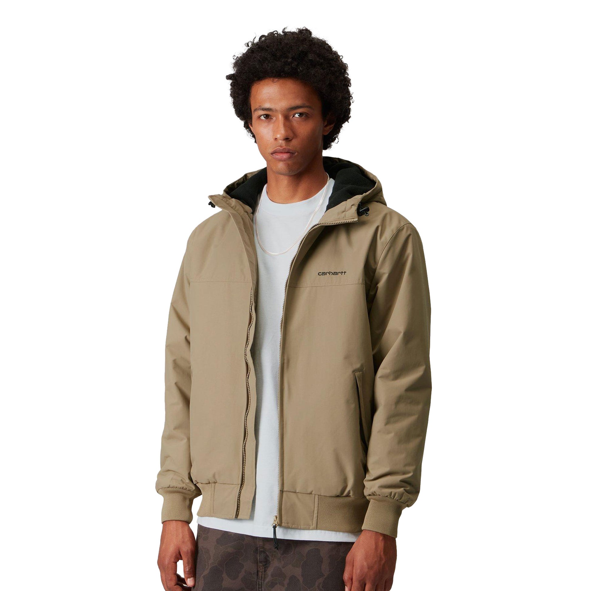 Carhartt WIP Hooded Sail Jacket Leather/Black  - I0284360DKXX