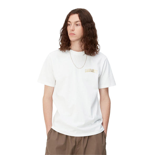 Carhartt WIP S/S University Script T-Shirt White/Gold  - I02899100RXX