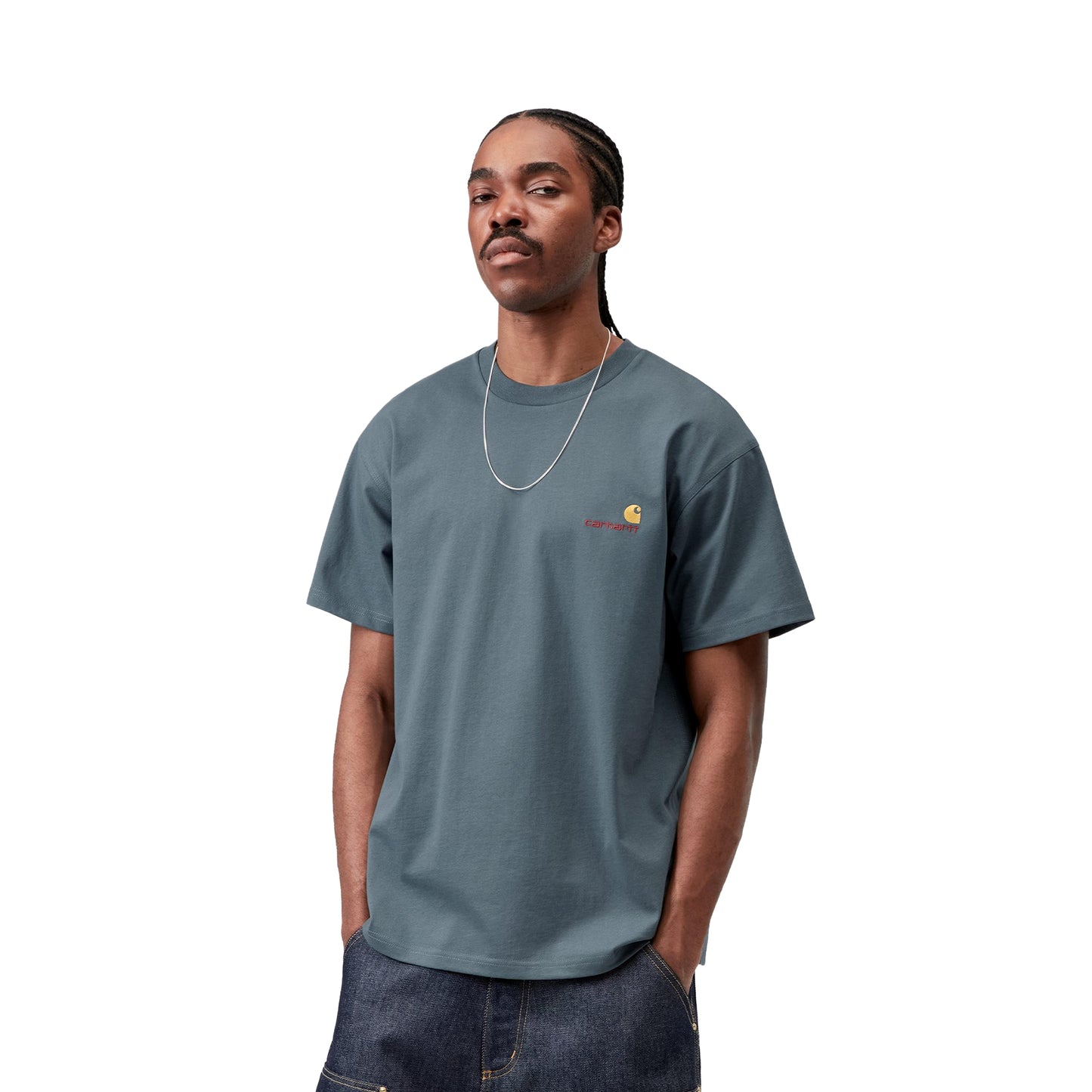 Carhartt WIP S/S American Script T-Shirt Office Blue  - I0299563GBXX