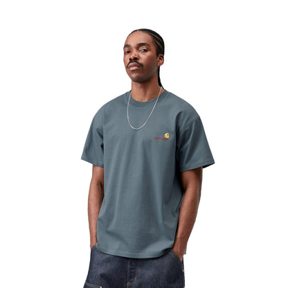 Carhartt WIP S/S American Script T-Shirt Office Blue  - I0299563GBXX