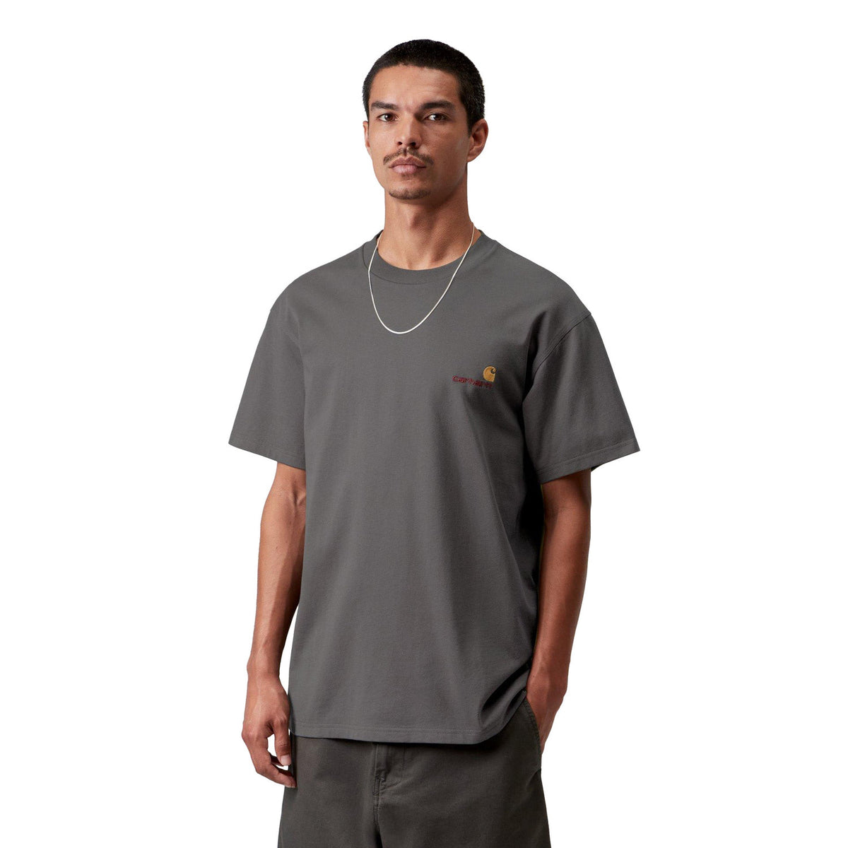 Carhartt WIP S/S American Script T-Shirt Graphite  - I02995687XX