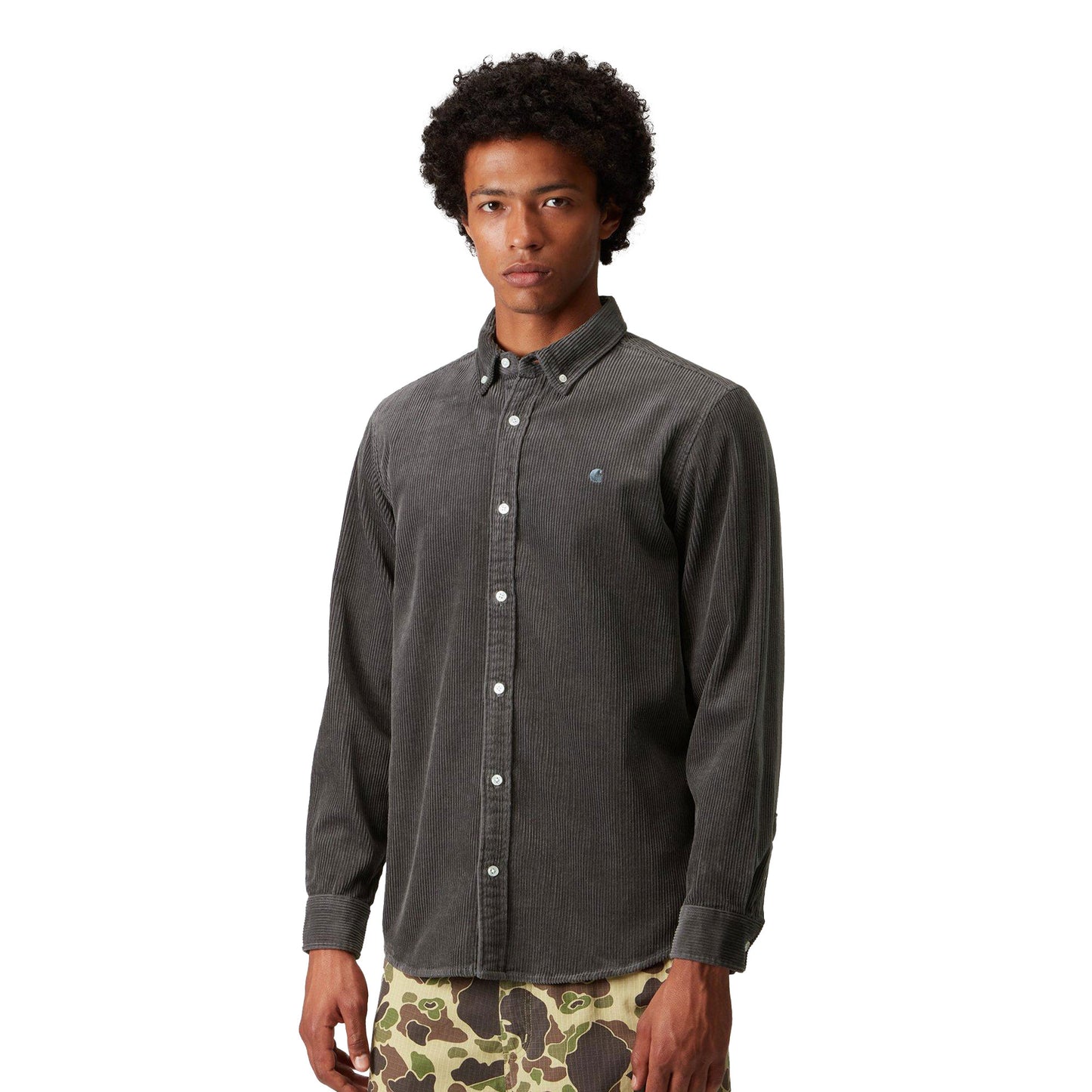 Carhartt WIP L/S Madison Cord Shirt Graphite/Graphite  - I0299582F9XX