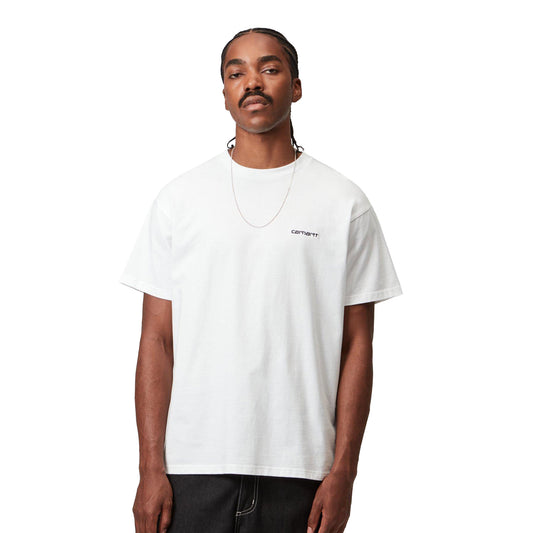 Camiseta Carhartt de manga corta con bordado de letras en blanco y negro