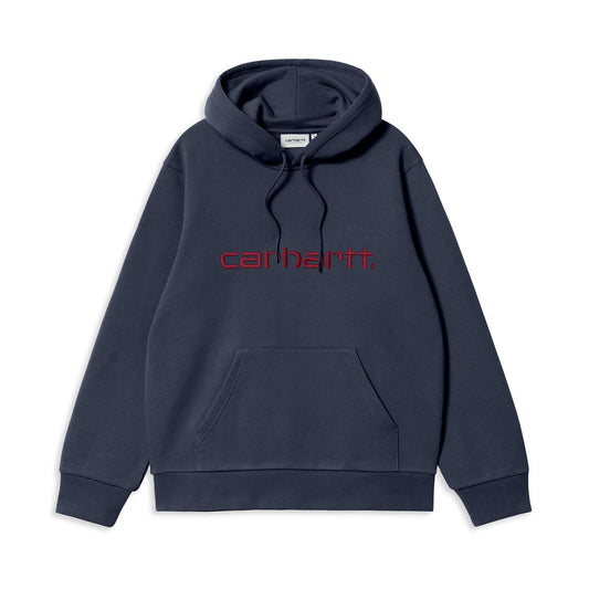 Carhartt WIP Hooded Carhartt Sweat Air Force Blue/Malbec  - I0305472DDXX