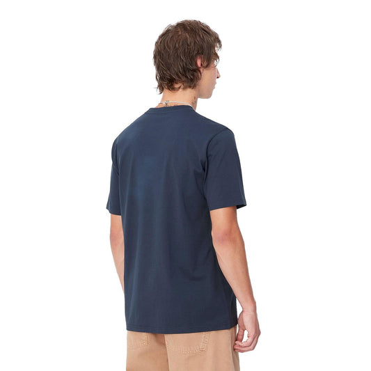 Carhartt WIP S/S Script T-Shirt Air Force Blue/Malbec  - I0310472DDXX