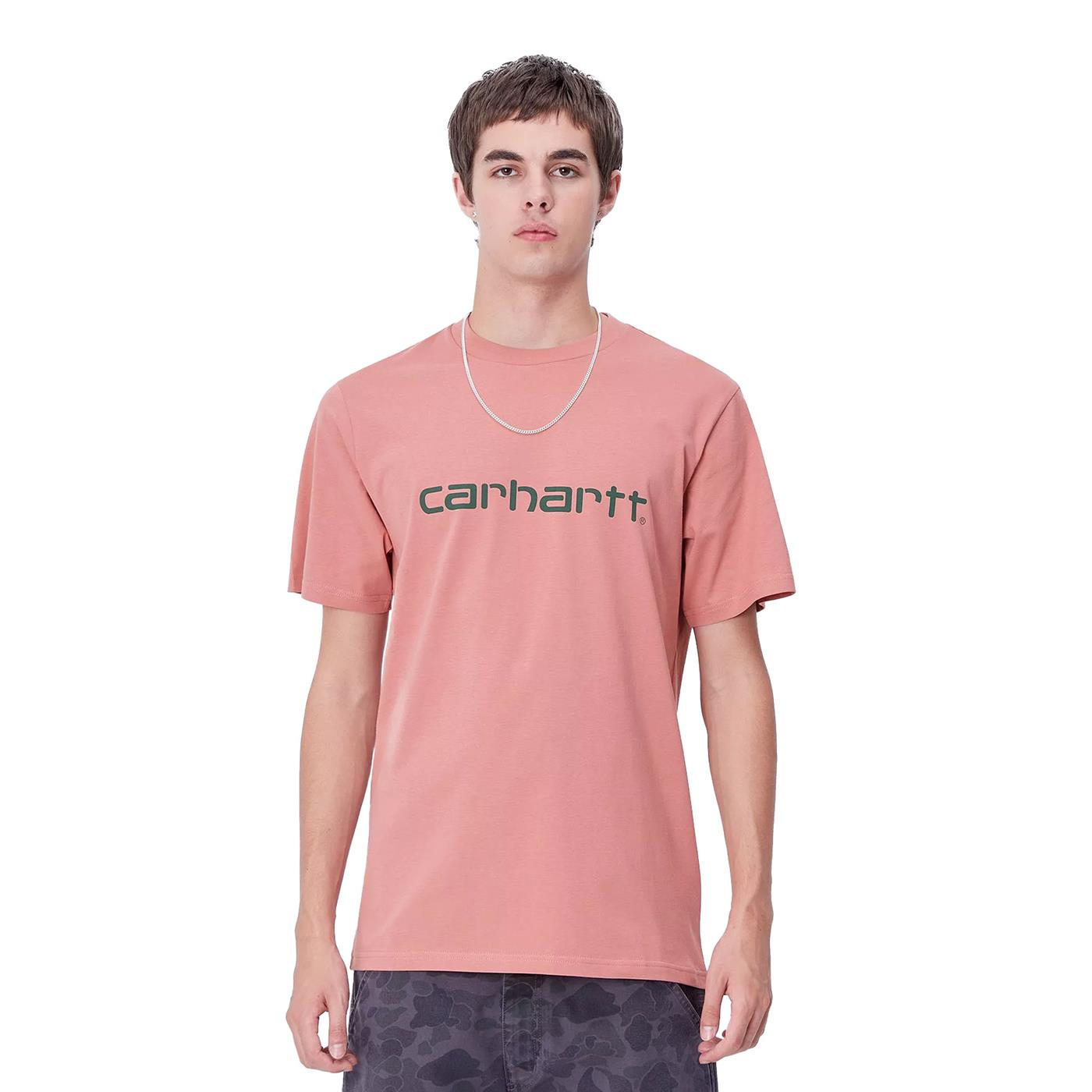 Carhartt WIP S/S Script T-Shirt Dusty Rose/Sycamore Tree  - I0310472DGXX