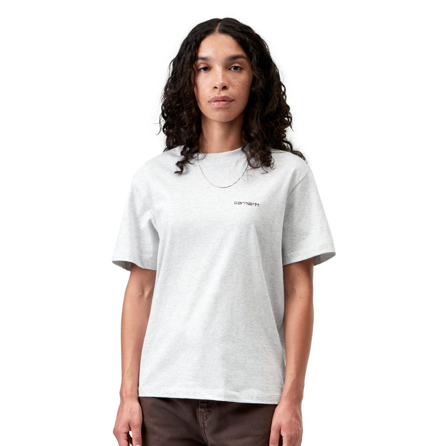 Carhartt WIP W S/S Script Embroidery T-Shirt Ash Hunter  - I0322933PNXX
