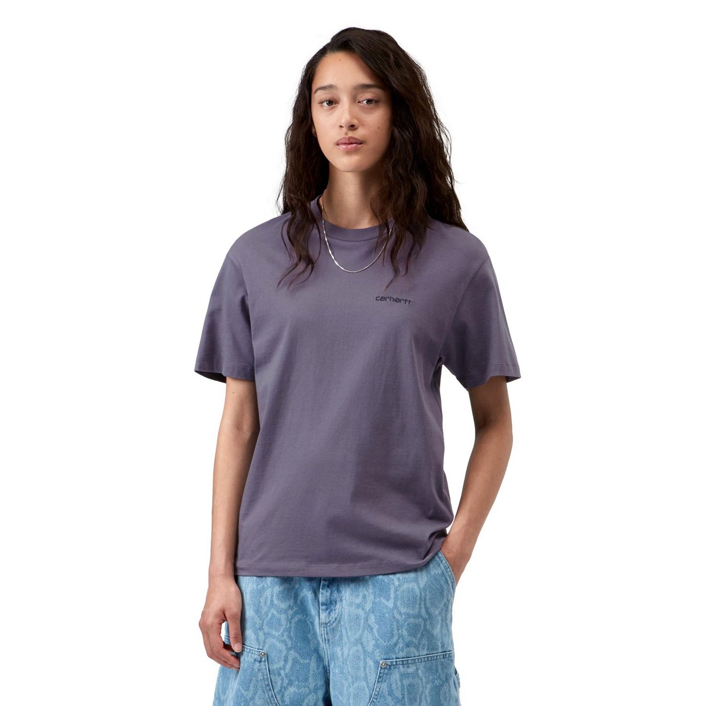 Carhartt WIP W S/S Script Embroidery T-Shirt Shady Purple  - I0322933Z2XX