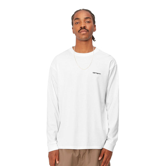 Carhartt L/S Script Embroidery T-Shirt White/Black  - I03230600AXX