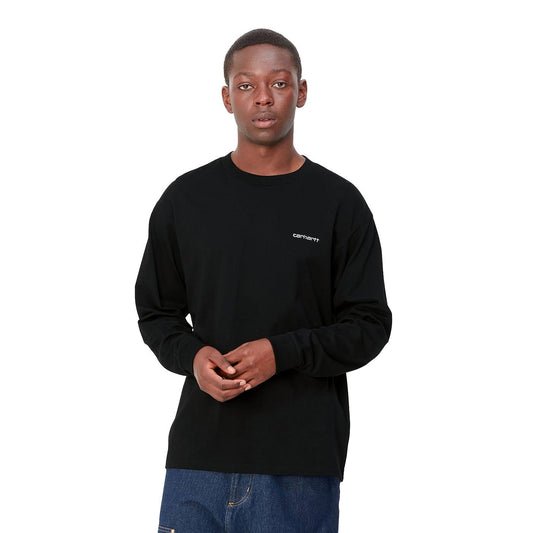 Carhartt L/S Script Embroidery T-Shirt Black/White  - I0323060D2XX