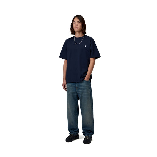 Carhartt WIP S/S Madison T-Shirt Dark Navy/White  - I03300000BXX