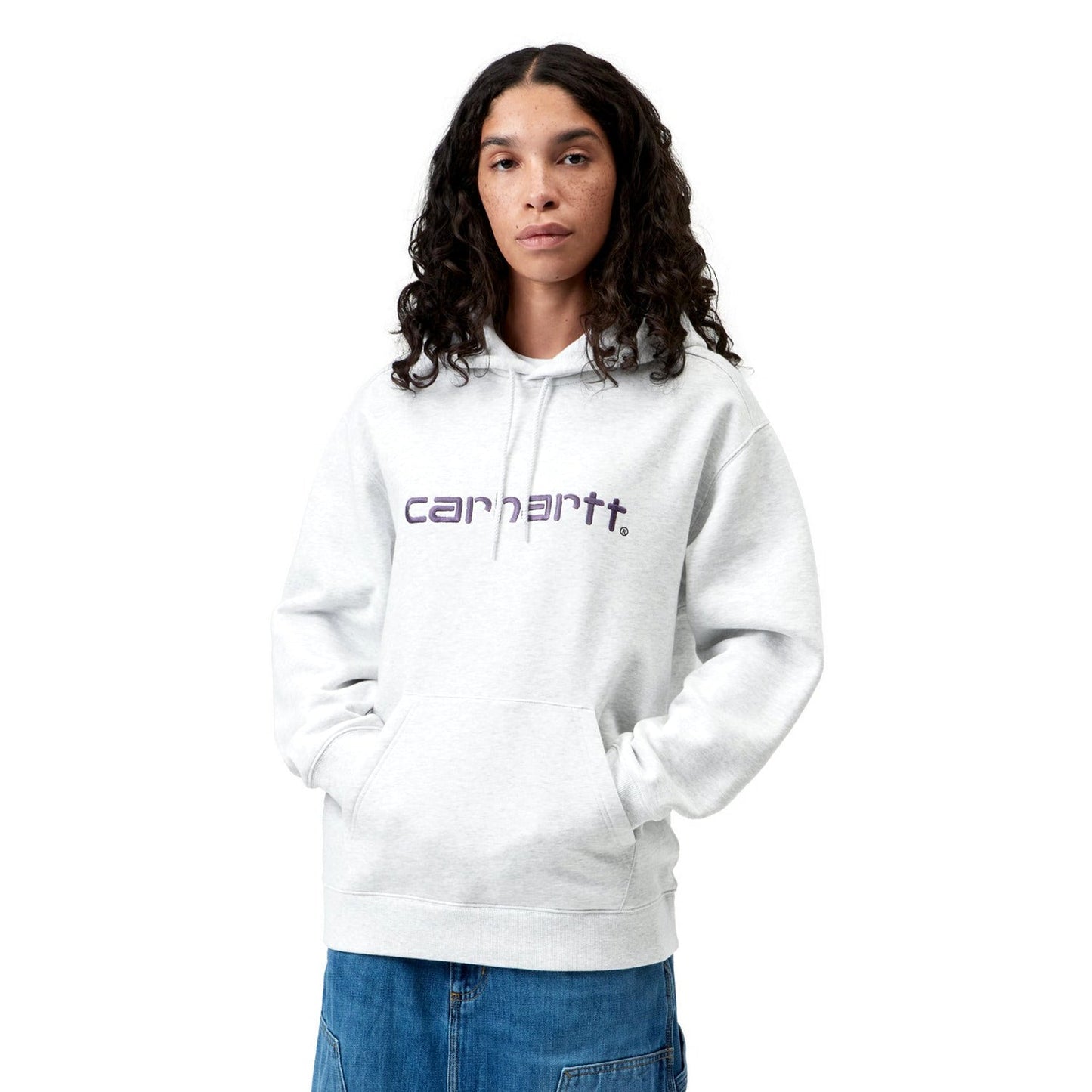 Carhartt WIP W Hooded Carhartt Sweat Ash Heather/Cozy Purple  - I0336483PNXX