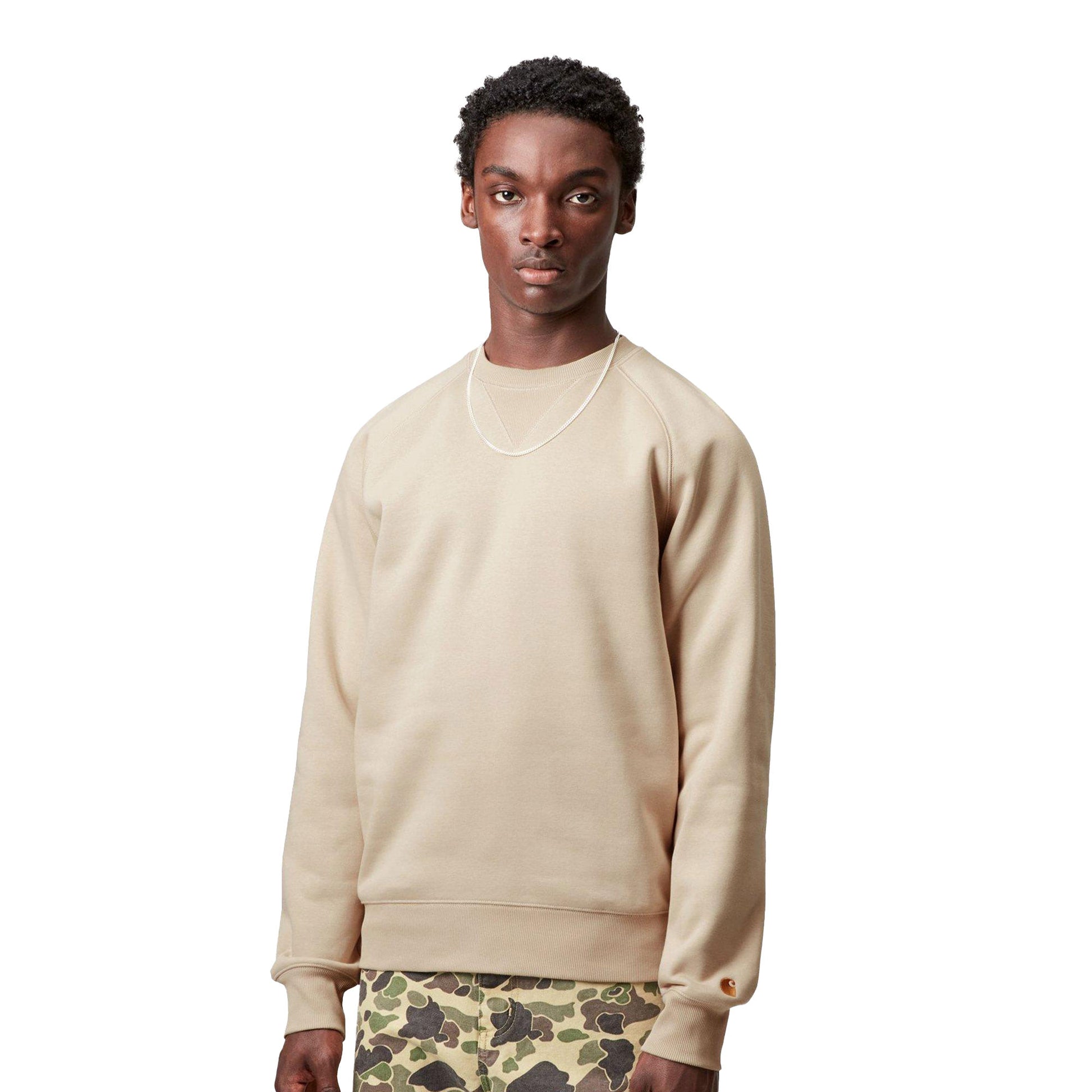 Carhartt WIP Chase Sweat Fleur de Sel/Gold  - I03366038AXX