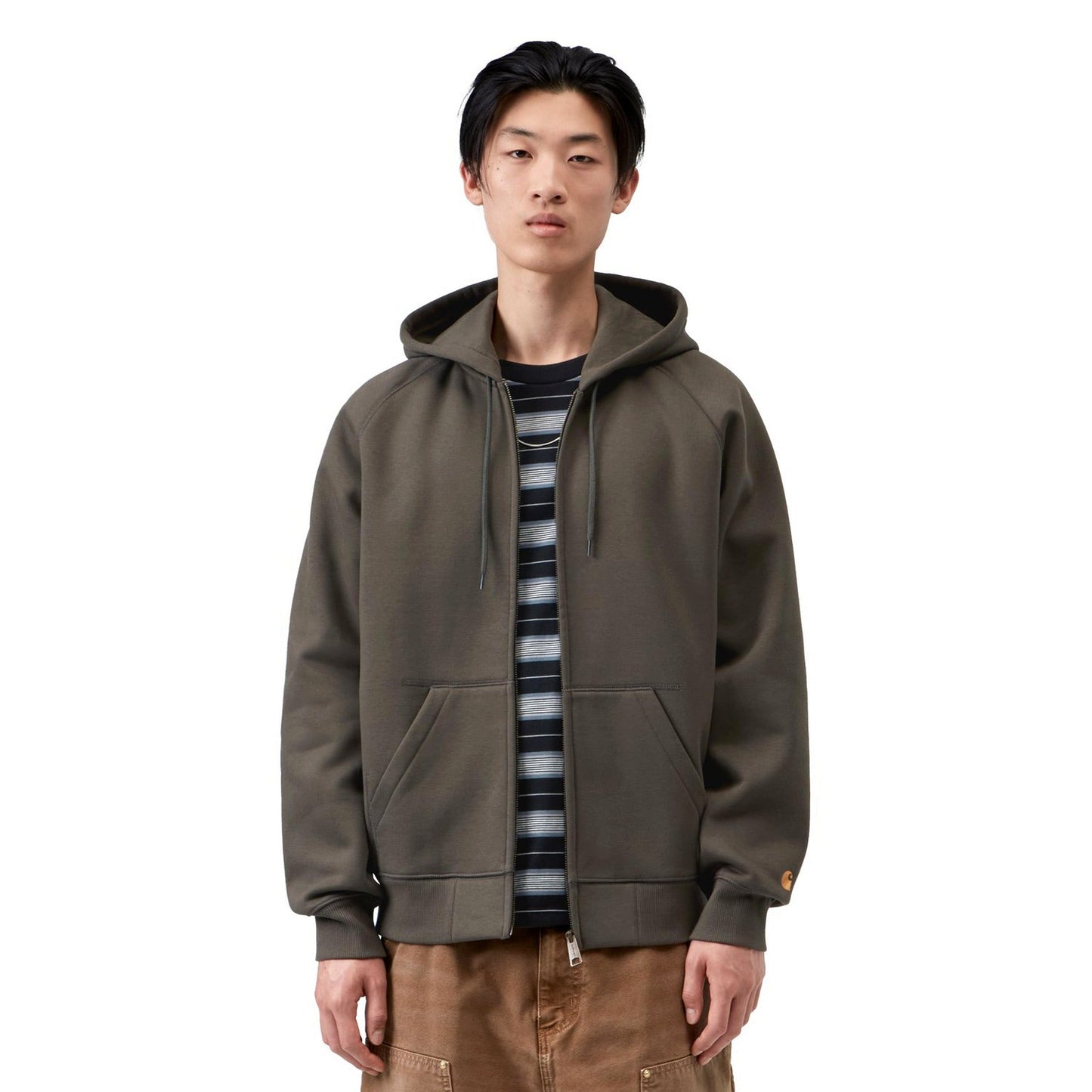 Carhartt WIP Hooded Chase Jacket Shungite/Gold  - I0336643X9XX