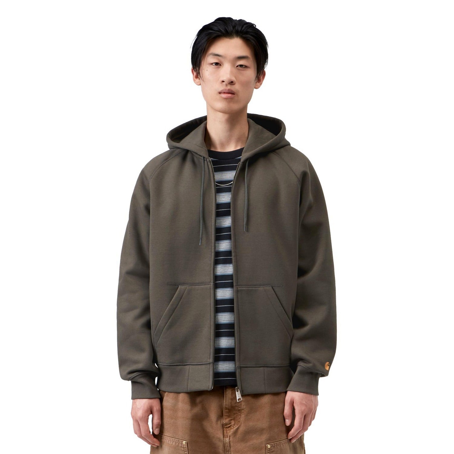 Carhartt WIP Hooded Chase Jacket Shungite/Gold  - I0336643X9XX