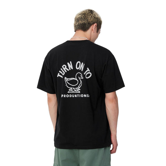 Carhartt WIP S/S Stamp T-Shirt Black/White stone washed  - I0336700D206