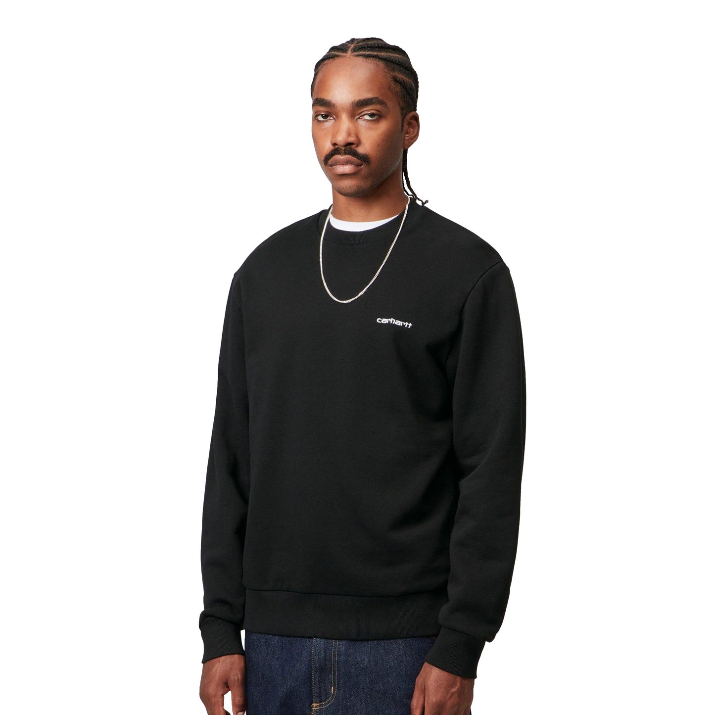Carhartt WIP Script Embroidery Sweat Black/White  - I0344960D2XX