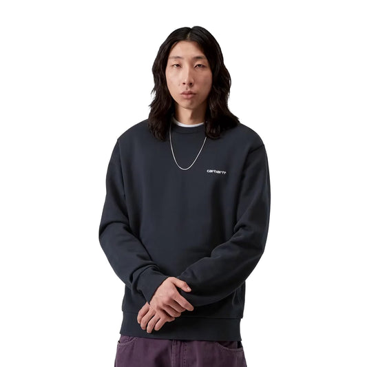 Carhartt WIP Script Embroidery Sweat Deep Night/White  - I03449638LXX