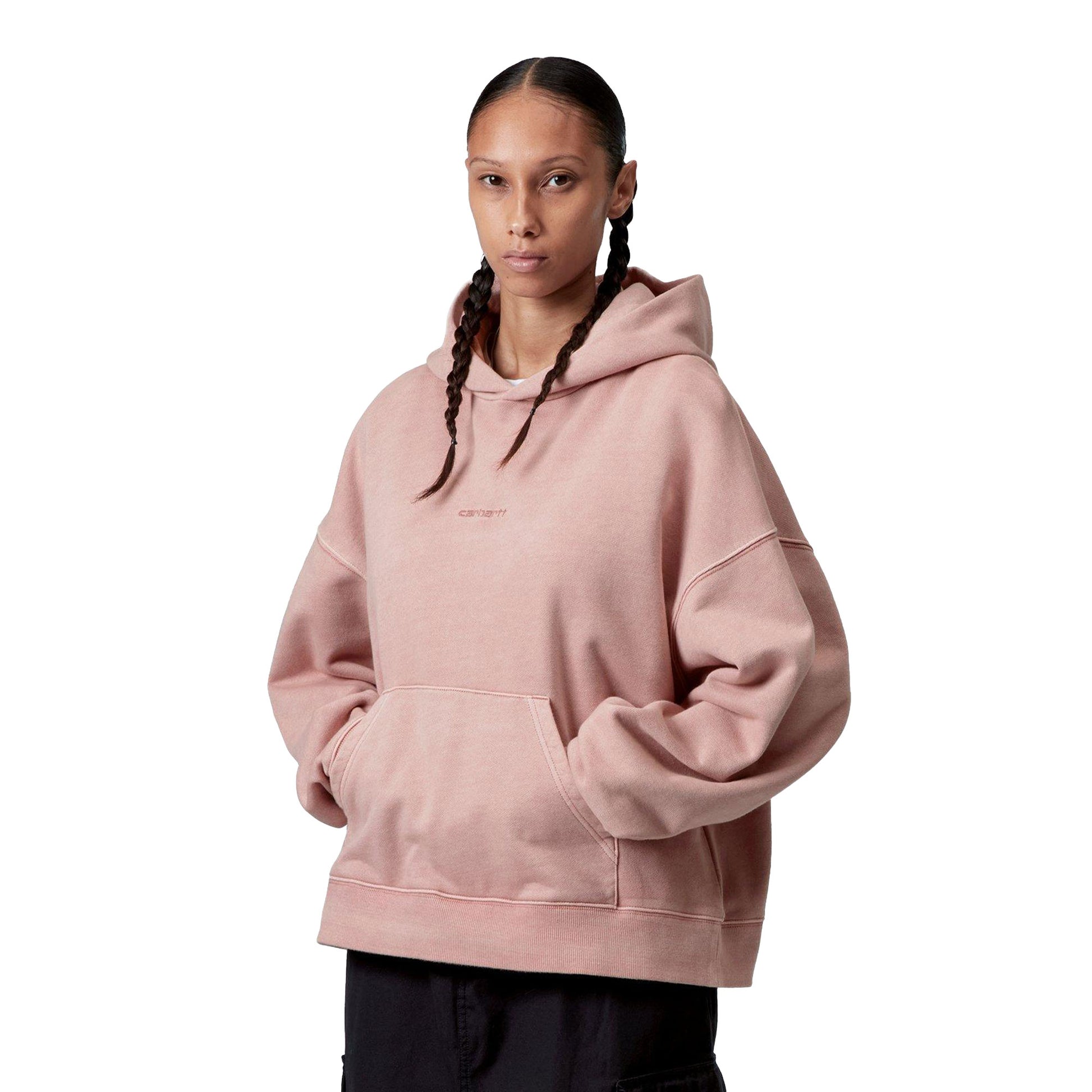 Carhartt WIP W Hooded Benton Sweat Glassy Pink garment dyed  - I0345121NJGD