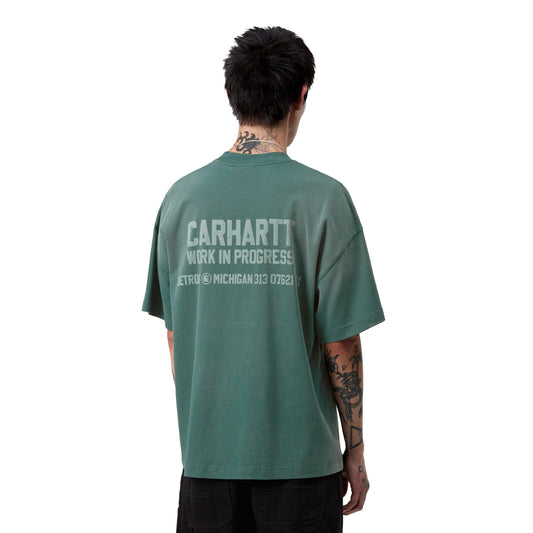 Carhartt WIP S/S Distance T-Shirt Dark Fir stone dyed  - I03544905A4J