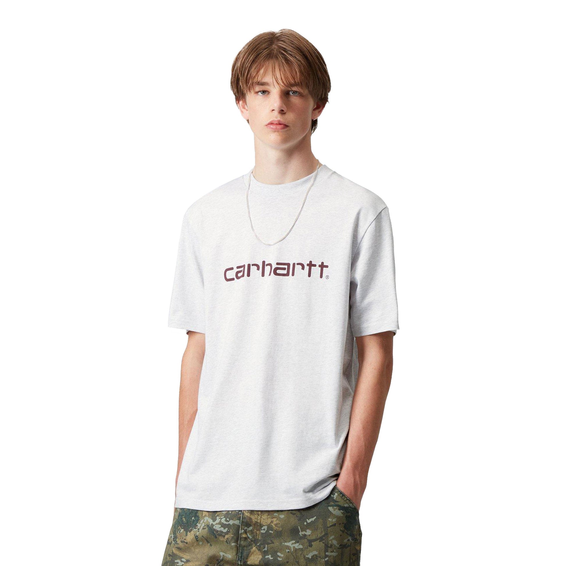 Carhartt WIP S/S Script T-Shirt Ash Heather/Rondo  - I03570038HXX