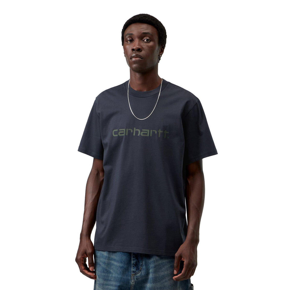 Carhartt WIP S/S Script T-Shirt Dark Navy/Dark Scarab  - I0357003Z0XX