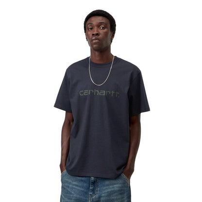 Carhartt WIP S/S Script T-Shirt Dark Navy/Dark Scarab  - I0357003Z0XX