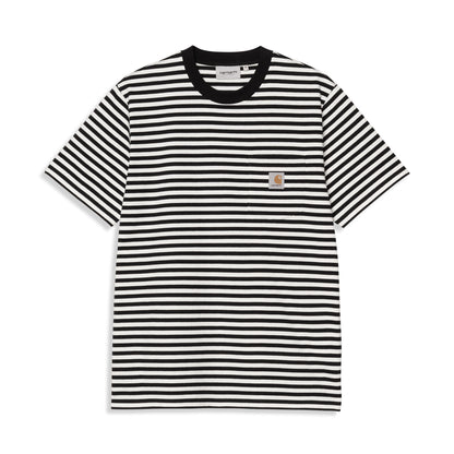 Carhartt WIP S/S Ezra Pocket T-Shirt Ezra Stripe Black/Wax  - I0361793KRXX