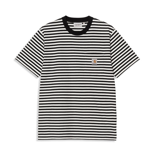 Carhartt WIP S/S Ezra Pocket T-Shirt Ezra Stripe Black/Wax  - I0361793KRXX