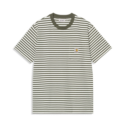 Carhartt WIP S/S Ezra Pocket T-Shirt Ezra Stripe Leaf/Wax  - I0361793KVXX
