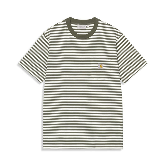 Carhartt WIP S/S Ezra Pocket T-Shirt Ezra Stripe Leaf/Wax  - I0361793KVXX