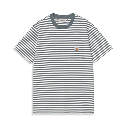 Carhartt WIP S/S Ezra Pocket T-Shirt Ezra Stripe Cozy Blue  - I0361793KWXX