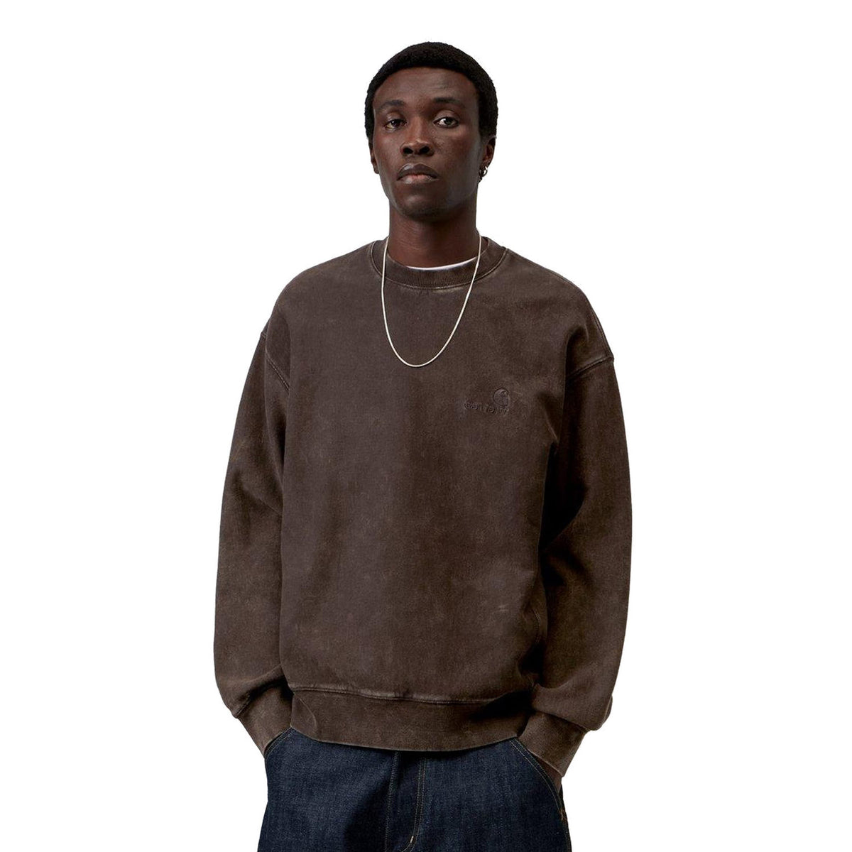 Carhartt WIP Lambert Sweat Tobacco moon wash  - I03710447FQ