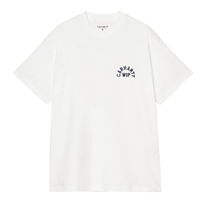 Carhartt WIP S/S Arch Script T-Shirt White/Dark Navy  - I03725512HXX