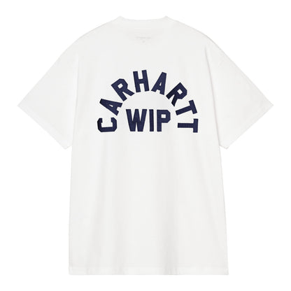 Carhartt WIP S/S Arch Script T-Shirt White/Dark Navy  - I03725512HXX