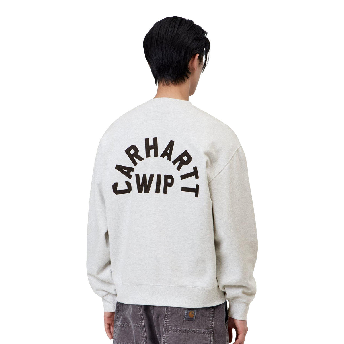 Carhartt WIP Arch Script Sweat Ash Heather/Dark Navy  - I03726611T06