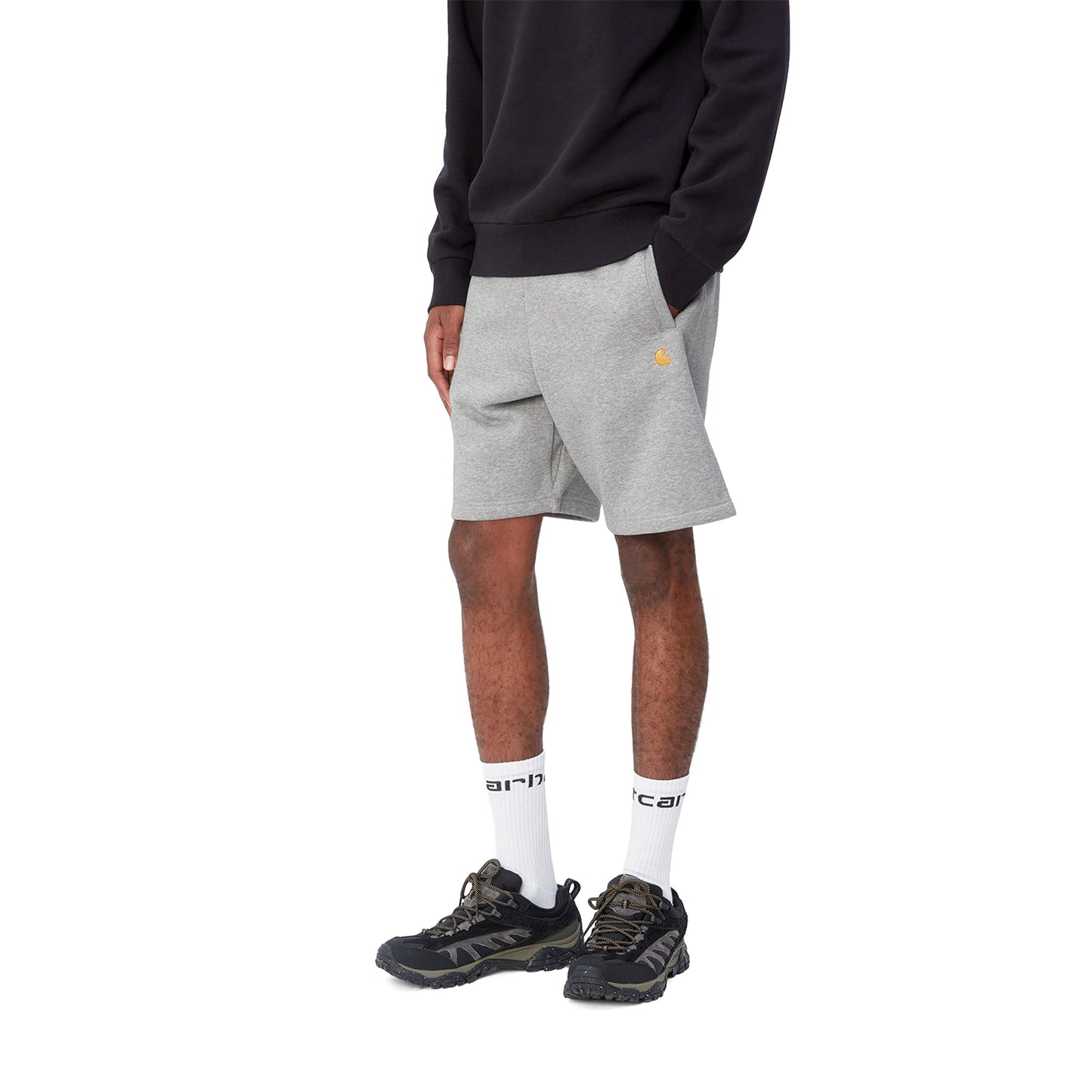 Carhartt WIP Chase Sweat Short Grey Heather/Gold  - I03745900MXX