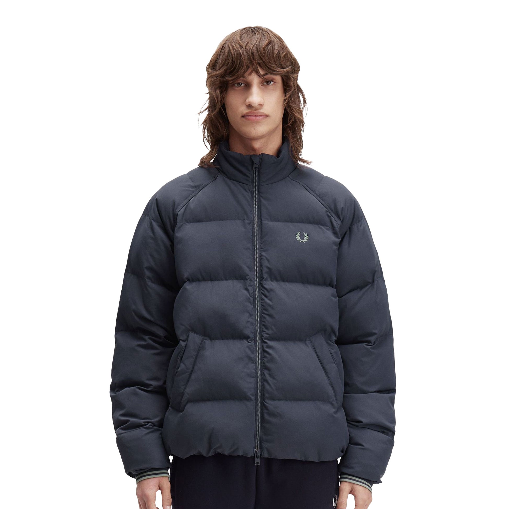 Fred Perry Raglan Sleeve Padded Jacket Dark Airforce  - J1309-738
